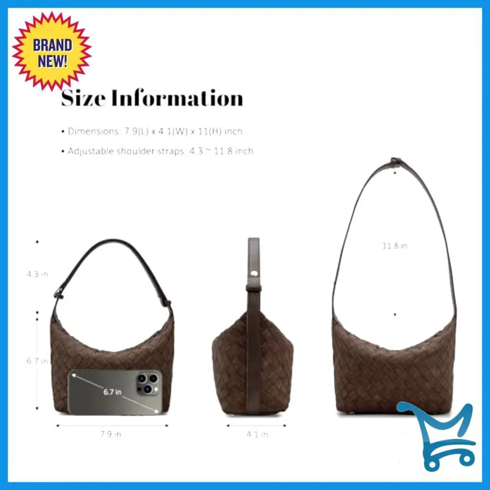 Vegan Leather Handwoven Crossbody Hobo Bag for Everyday Casual Use